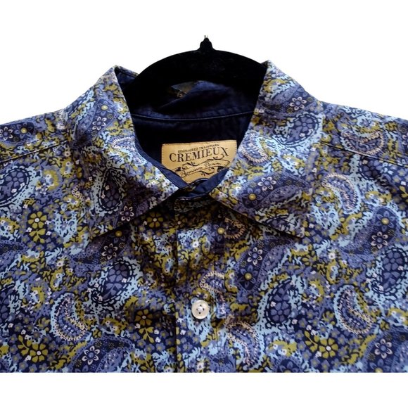 Daniel Cremieux Purple Paisley Short Sleeve Button Up Shirt Premium Denim L - Picture 2 of 5